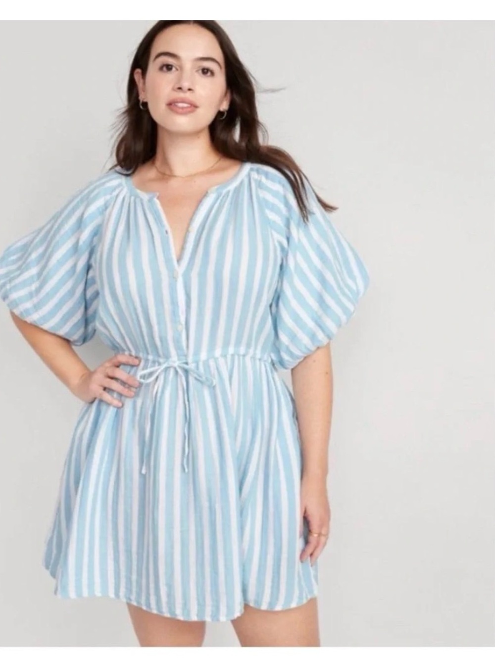 Old Navy Light Blue and White Striped Mini Dress